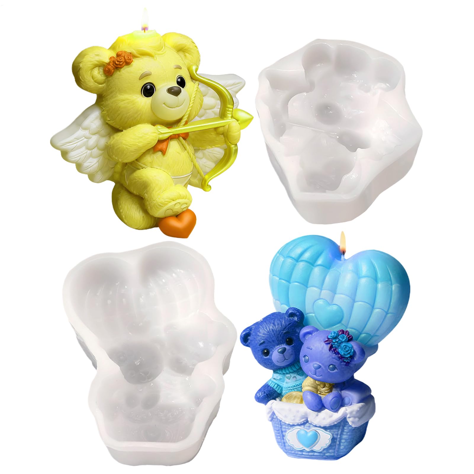 Moule à bougie ours 3D lot de 2 idéal pour cadeau d'anniversaire fait main