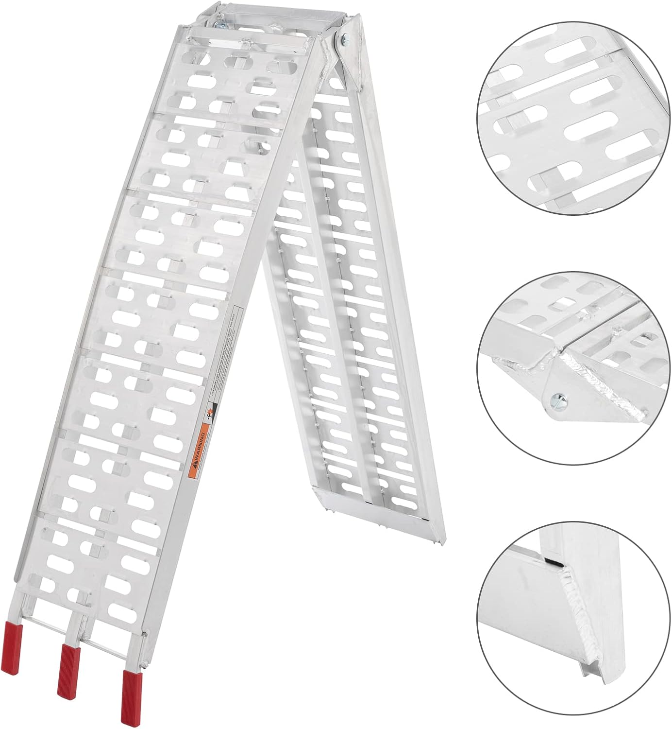 7.5 FT Aluminum Motorcycle Loading Ramps, 1500 lbs Capacity, with Load Straps – for Dirt Bikes, ATVs, Lawn Mowers, Pickup Trucks Loading Ramp, Foldable, Lightweight, 2PC Ramp Set