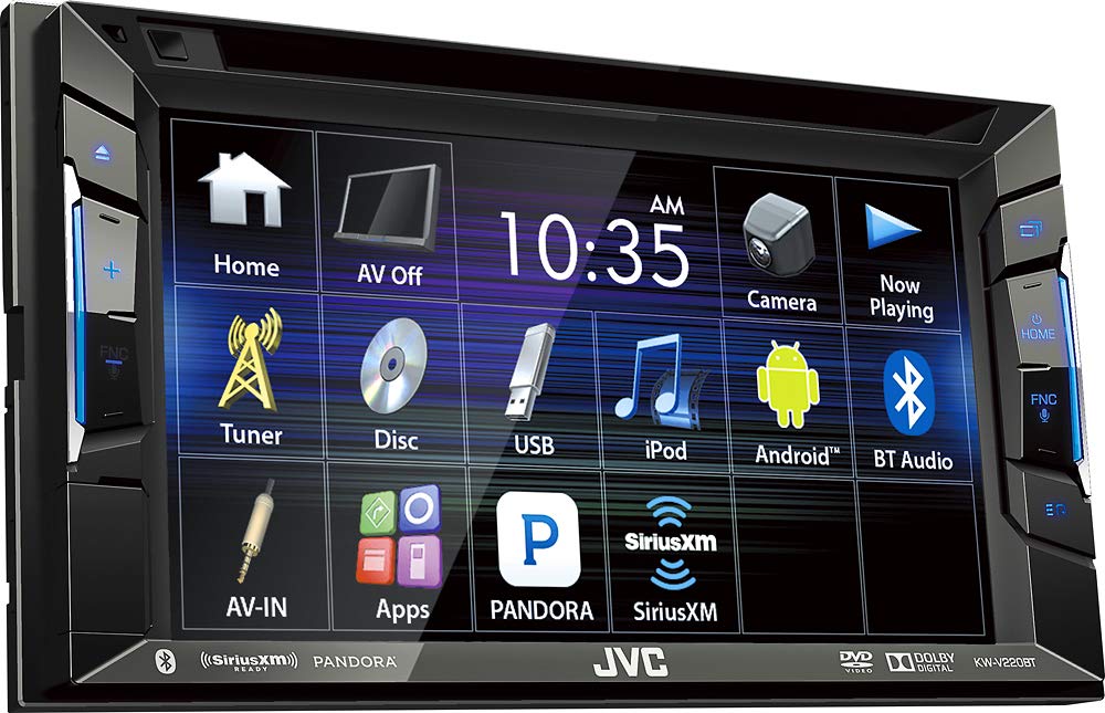 JVC KW-V220BT Double DIN Bluetooth in-Dash DVD/CD/AM/FM Receiver w/ 6.2" Touchscreen Pandora Support and Sirius XM Ready