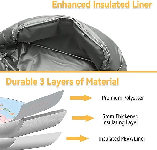 Miniatura 5 de CUNEXTTIME Lonchera de cerdo personalizada para niños, pequeñas bolsas de almuerzo aisladas, bonita lonchera reutilizable para mujeres, bolsas de