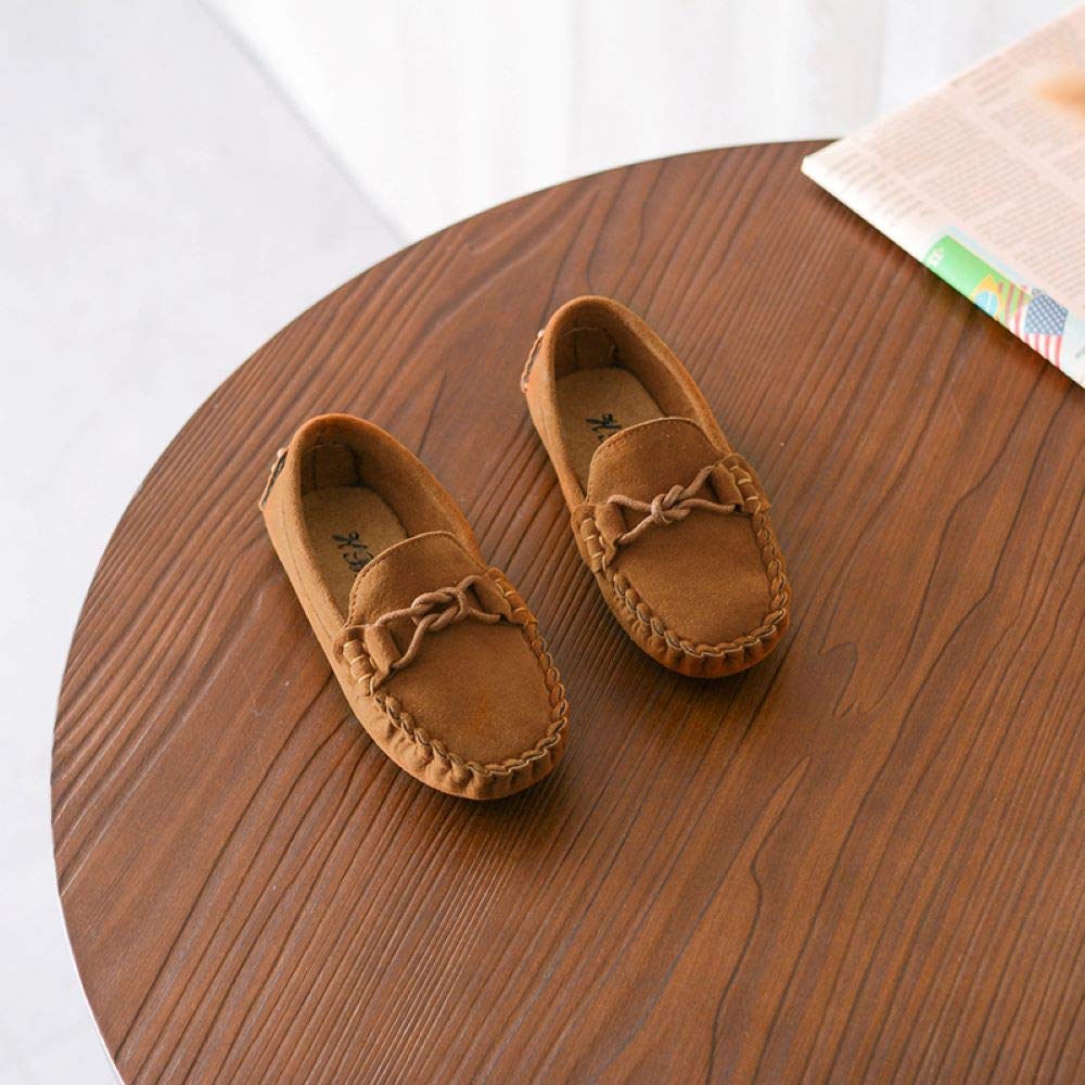 WUIWUIYU Garçons Filles Suède Cuir Chaussure Bateau Mocassins Slip on Style