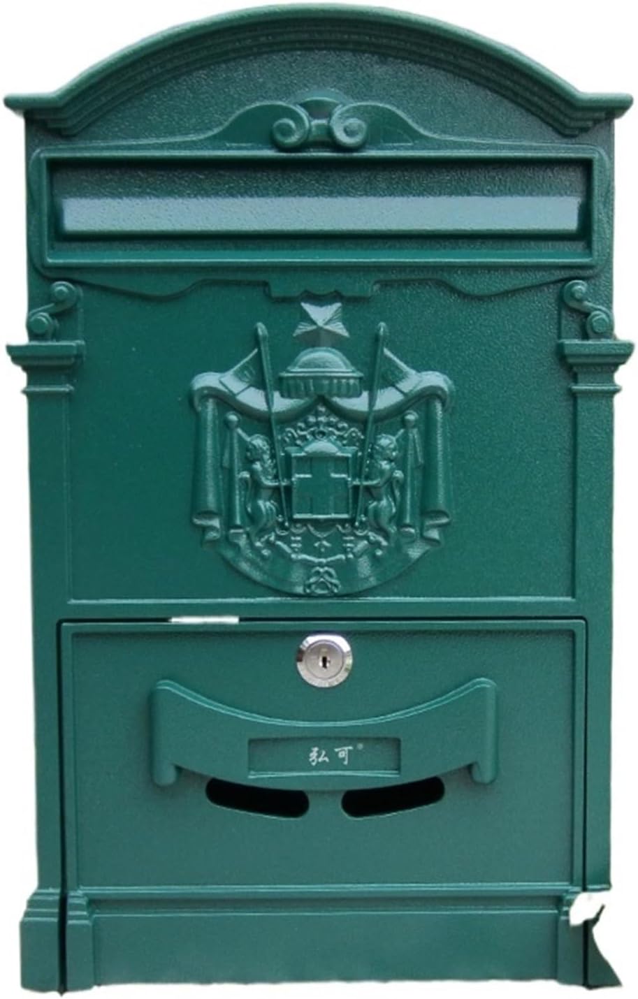Mailbox Wall Mount Large Capacity Lockable Mailbox Vintage Metal Mailbox(Green)