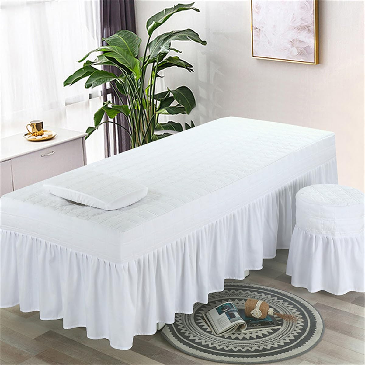 Copertura Protettiva Con Foro Per Il Viso Per Lettino Da Massaggio Table Protective Cover Per Massaggi SPA Lavabile Coprilettino Estetica Coprisedia Per Lettino Da Massaggio (Bianco,80x190 cm)