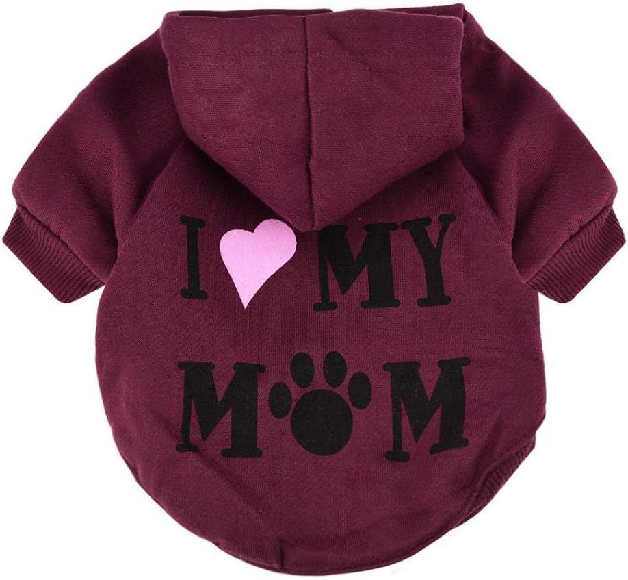 Fossrn Ropa Perro Pequeño Chihuahua Yorkshire Sudadera con Capucha - I MY MOM Invierno Ropa para Mascota Cachorro