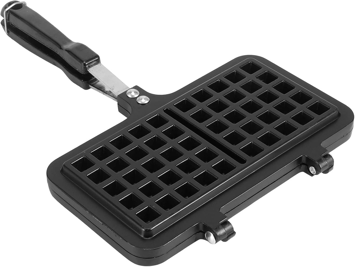 DR Mall Dual Head Non-Stick Aluminium Waffle Maker, Stovetop Waffle Maker Pan with Long Handle, Press Plate Waffle Maker Mould, Waffle Baking Pan Bakeware for Snacks Breakfast Double-Side Cooking Pan
