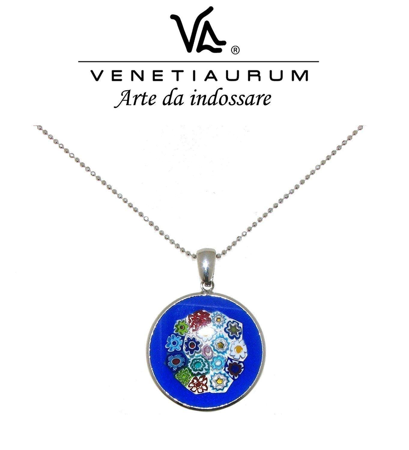 Venetiaurum - Collana per Donna Con Pendente Murrina In Vetro Originale Di Murano E Argento 925 - Gioiello Made In Italy Certificato
