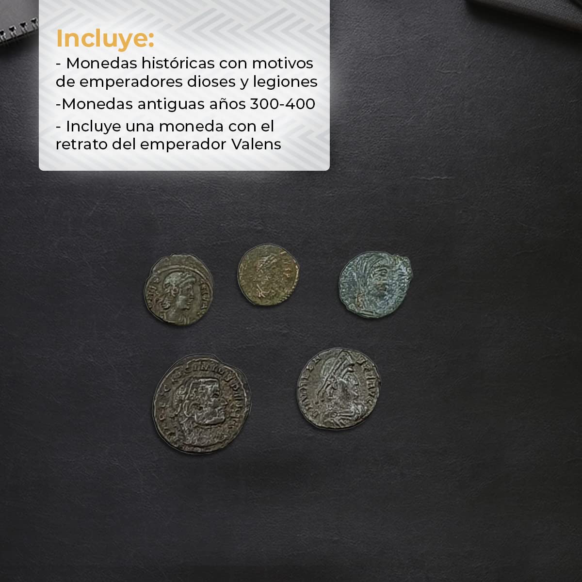 IMPACTO COLECCIONABLES | Auténticas Monedas Antiguas Romanas 300-400 d.C | Colección del Imperio con Emperadores, Dioses y Legiones | Inspeccionadas por Expertos y Presentadas en Bolsa de Terciopelo