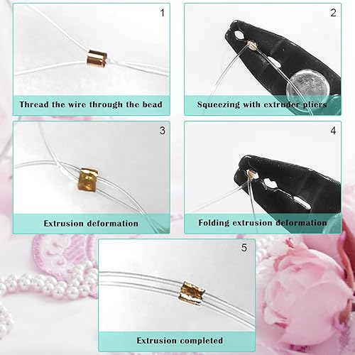 Miniatura 6 de 2100 piezas de tubos de latón para engarzar cuentas y alicates para engarzar cuentas, cubiertas de nudos, cubiertas de cuentas de crimpado, tubos de