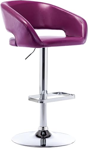 Miniatura 37 de Vogue Furniture Direct Taburete de bar ajustable con respaldo y brazos huecos, moderno taburete giratorio de piel sintética, silla de barra de Negro