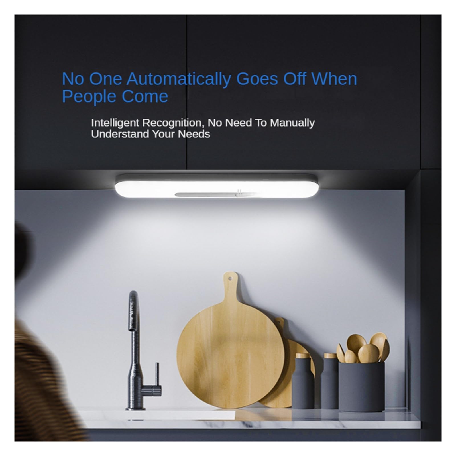 Luces Bajo Armario Luz LED Nocturna Con Sensor De Movimiento, Lámpara Magnética Automática Inteligente Inalámbrica, Recargable, For Armario Cocina Y(30cm,Warm Light)