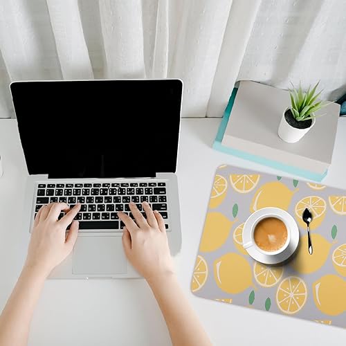 Miniatura 5 de Juego de 4 manteles individuales de cuero lavable, antideslizantes y resistentes al calor, patrones de limón adecuados para decoración de mesa,