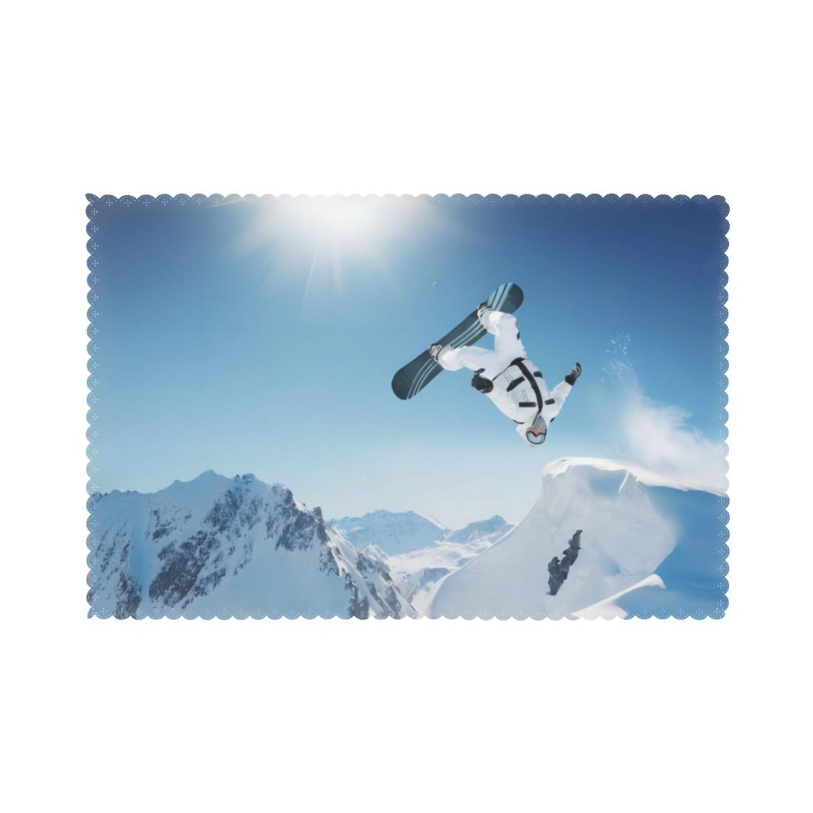 Snowboarding Printed table mat set (6 pieces) - Aesthetic upgrade for family gatherings and hotel banquets