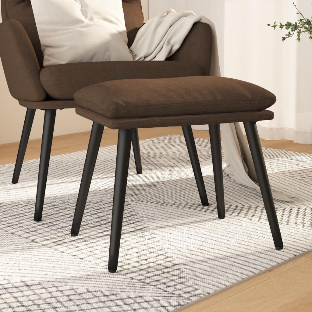 Repose-pieds rembourré marron de qualité et design métal