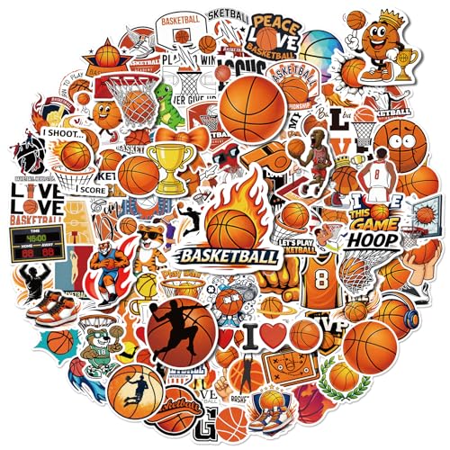 Anwyll 300Pcs Basketball Stickers - Basketball Water Bottle Stickers Vinyl Waterproof Basketballs Ball Sticker Self Adhesive World Up Sticker for Boys Girls Basketballs Party Favors Decoration Laptop