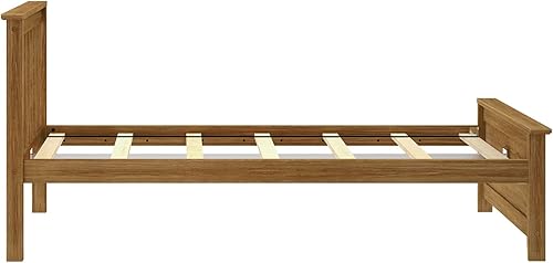 Miniatura 5 de Max & Lily Marco de cama individual con cabecero enlistonado, plataforma de madera maciza para niños, no necesita somier, montaje fácil, Pecan