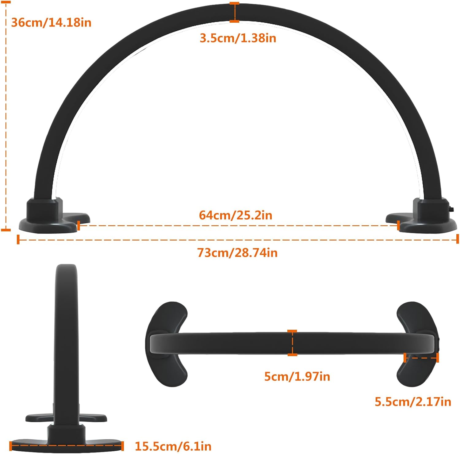 Half Moon Light for Nail Desk, 180° All-Round Lighting Half Moon Nail Lamp, Stepless Dimming, Extra Large Space,White
