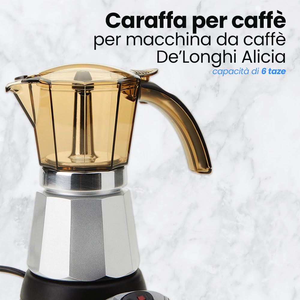 Delongui Alicia 6 Tazze Caraffa e Coperchio Caffettiera Moka Elettrica EMK6 (non compatibile con Alicia Plus EMKM6)