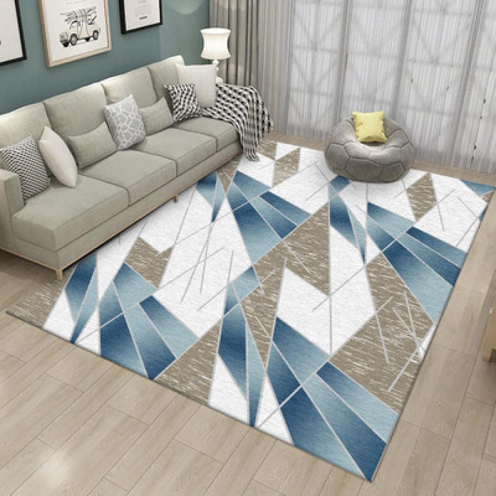 Tapis 140x200cm géométrique jaune et gris antidérapant pour le salon