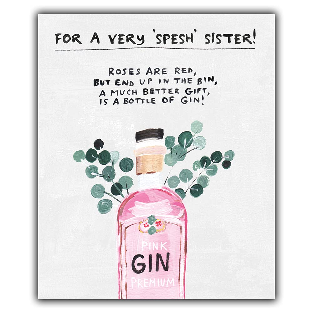 Emotional Rescue , Multi,ZFW9403 Sister Birthday Card, Gin Birthday Card For Sister, Sister Birthday Card For Her, Funny Sister Birthday Card, Bottle, Paper Salad