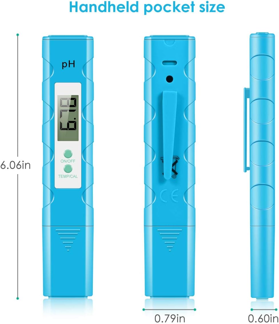 Digital PH Meter, Water Quality Tester with Calibration Solution Powder PH Accuracy 0.01 Measurement for 0-14 Measurement Range for Household Drinking,Food Brewing,Hydroponics,Aquariums,Pools,Spa