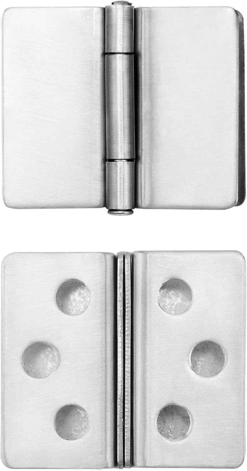 QWORK 2 Pack 180° Shower Screen Hinge, Glass Door Hinge Clamp Brushed