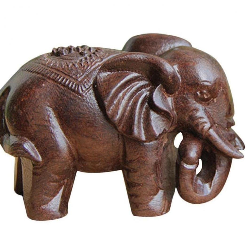 Pinicecore As The Picture Wooden Elephant Ornaments Wood Carving Crafts Animal Statue Desk Figurines Decor Accessories
