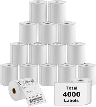 MaxGear 4" x 6" Direct Thermal Labels, 4000 Pcs/16 Rolls, Perforated White Mailing Shipping Package Labels, Commercial Grade, Permanent Adhesive, Compatible with Most Thermal Printers