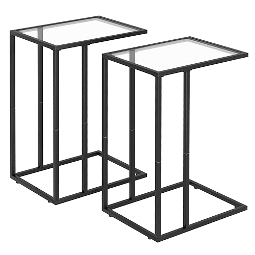 C Shaped End Table Set of 2, Sofa Couch Side