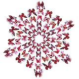 Amaonm 60 Pcs 5 Packages Beautiful 3D Butterfly Wall Decals Removable DIY Home Decorations Art Decor Wall Stickers & Murals for Babys Bedroom Tv Background Living Room (Rose Red)