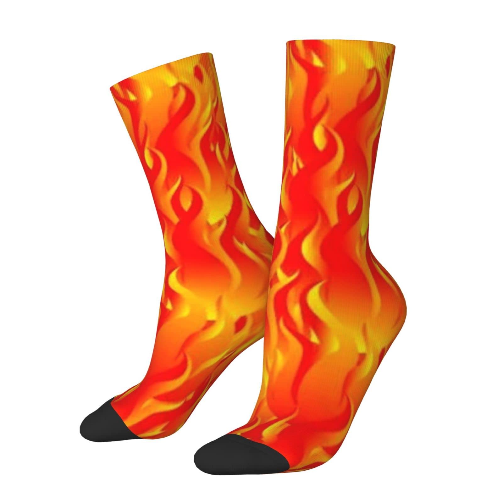 Melbrakin Unisex Crew Socks Flame Fire Cotton Comfortable Casual Dress Socks Ankle Sock for Outdoor Sport Hiking Trail