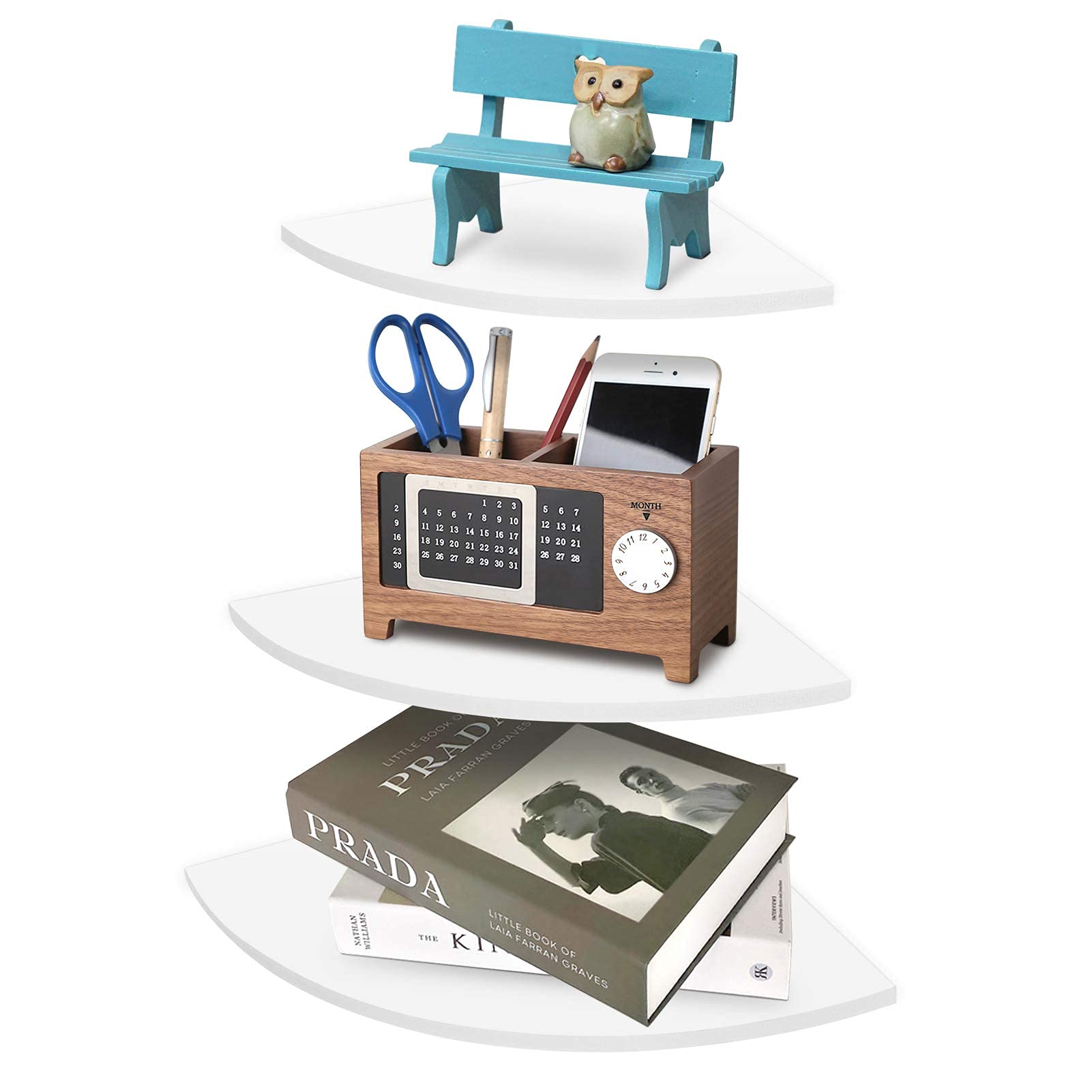 Étagère d'angle flottante pour optimiser les petits espaces, rangement mural blanc pour livres
