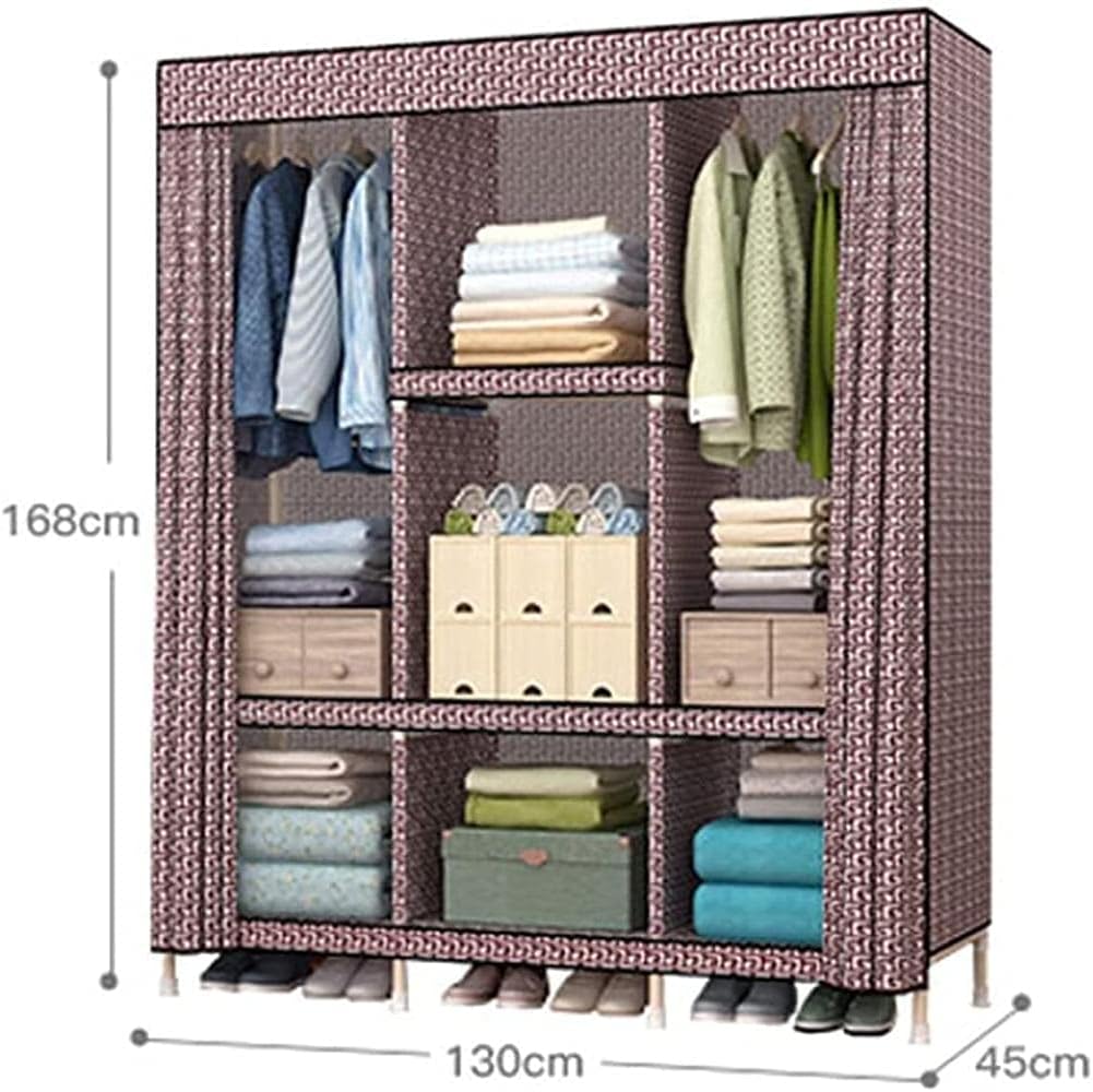 Assemble The Wardrobe Home Large Wardrobe Organiser Stable Portable Fabric Wardrobe 168 130CM Clothes Rack (Color : C Size : 168 130CM) (B 168 * 130CM)