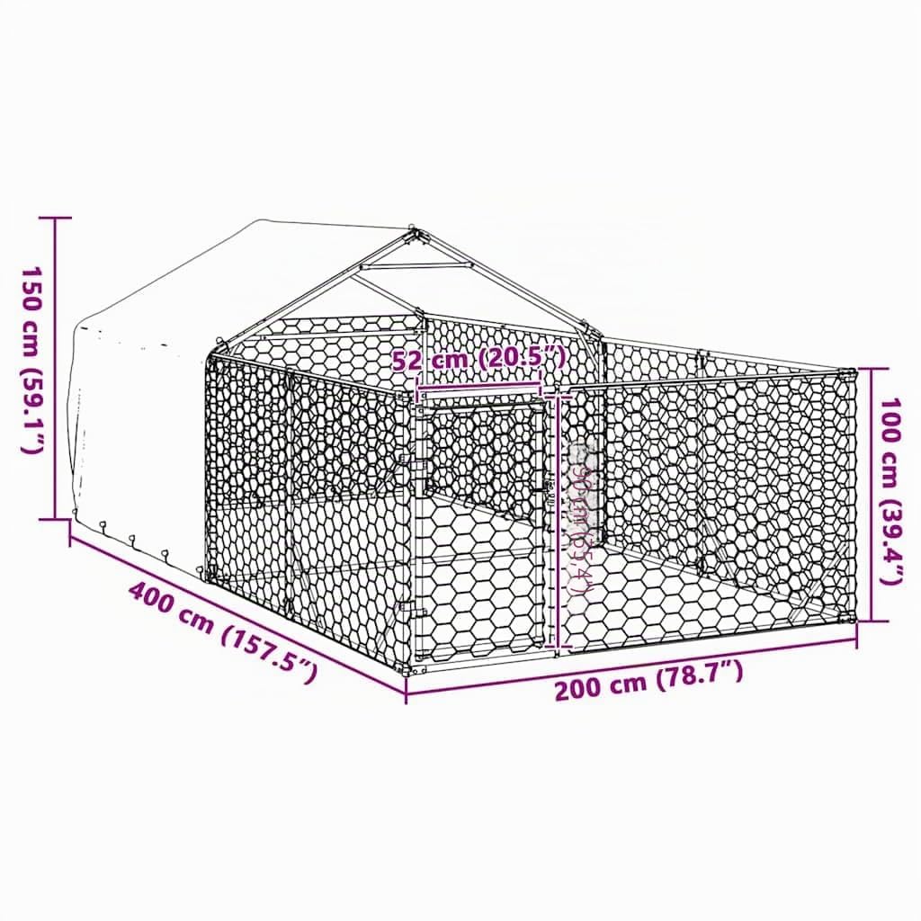 Perrera Exterior para Perros: Segura y Cómoda, Acero Galvanizado, 4x2x1.5m, para Mascotas