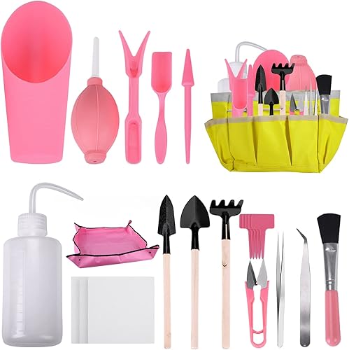 ÖSSZEFUT Juego de herramientas de jardín de 23 piezas, juego de herramientas de jardín suculentas, herramientas de jardinería para mujeres, juegos