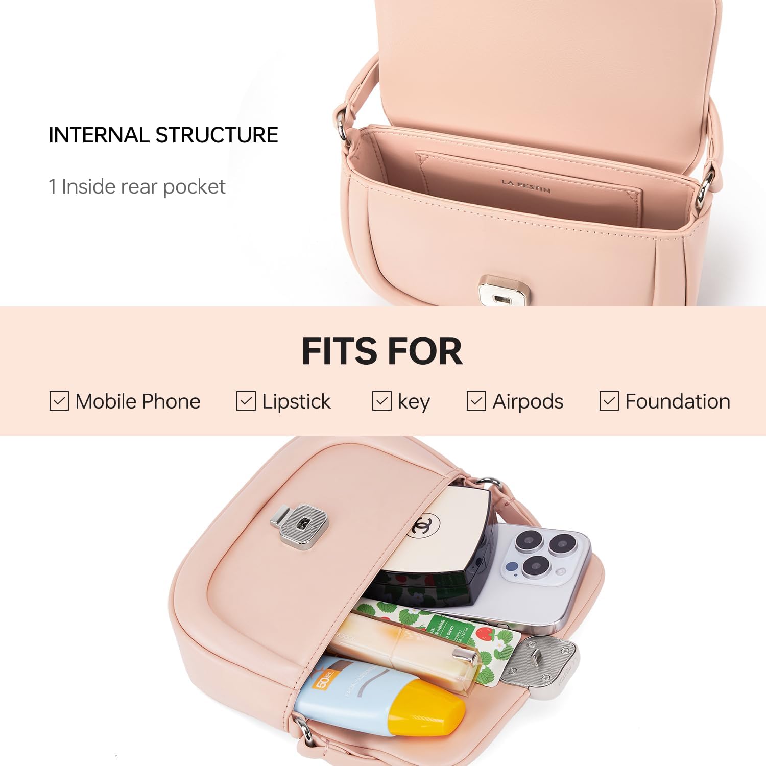 LA FESTIN Small Crossbody Purse for Women Leather Crossbody Bag Mini Clutch Handbags - Image 7