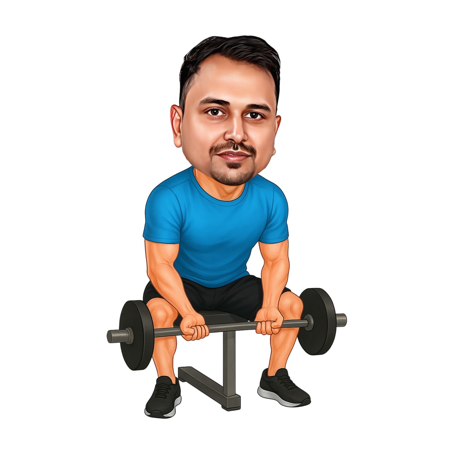 Custom Caricature Photo Frame – 6-Inch Gym Pose in Workout Outfit with Gym Equipment | Personalized Fitness Gift for Gym Lovers, Friends, Boyfriend, Brother, Trainer | Tabletop Decor-image-31