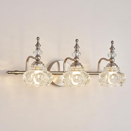 Lámparas de tocador de baño de níquel cepillado, modernas luces de tocador de 3 luces, accesorios de iluminación de baño, apliques de pared vintage,