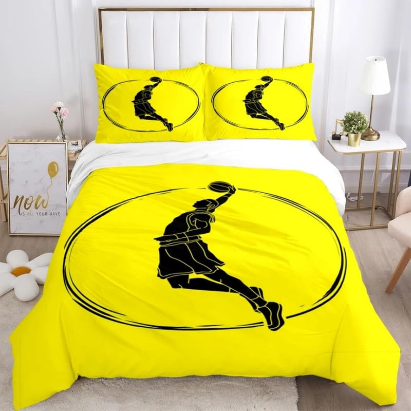 Cadeau Homme Housse de Couette Basket 240x260 Jaune Sport