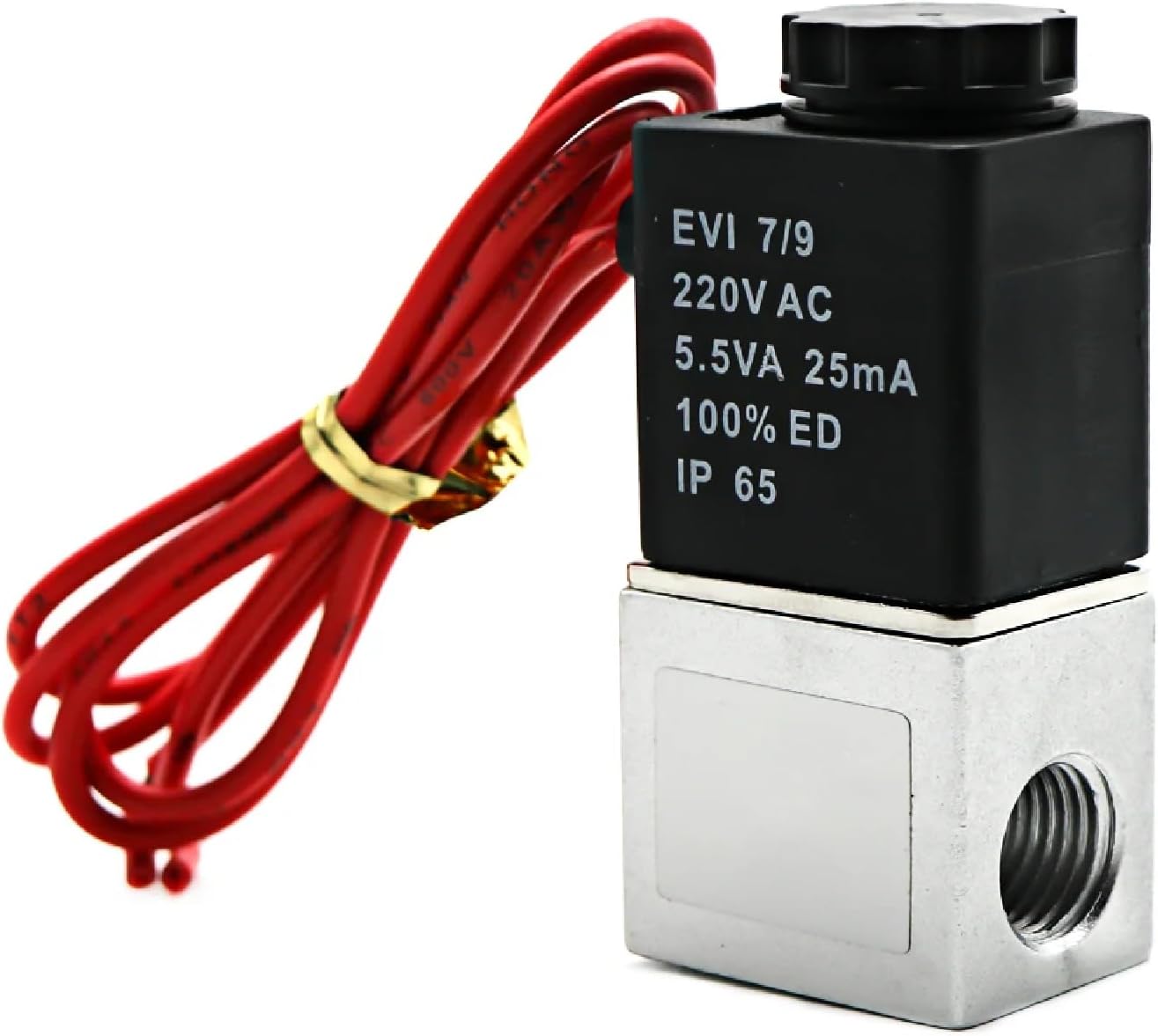 2-Way Electric Solenoid Valve, 1/4 Inch NPT, 220V AC, Normally Closed, Aluminum Body (AC 110V ADD PC12)