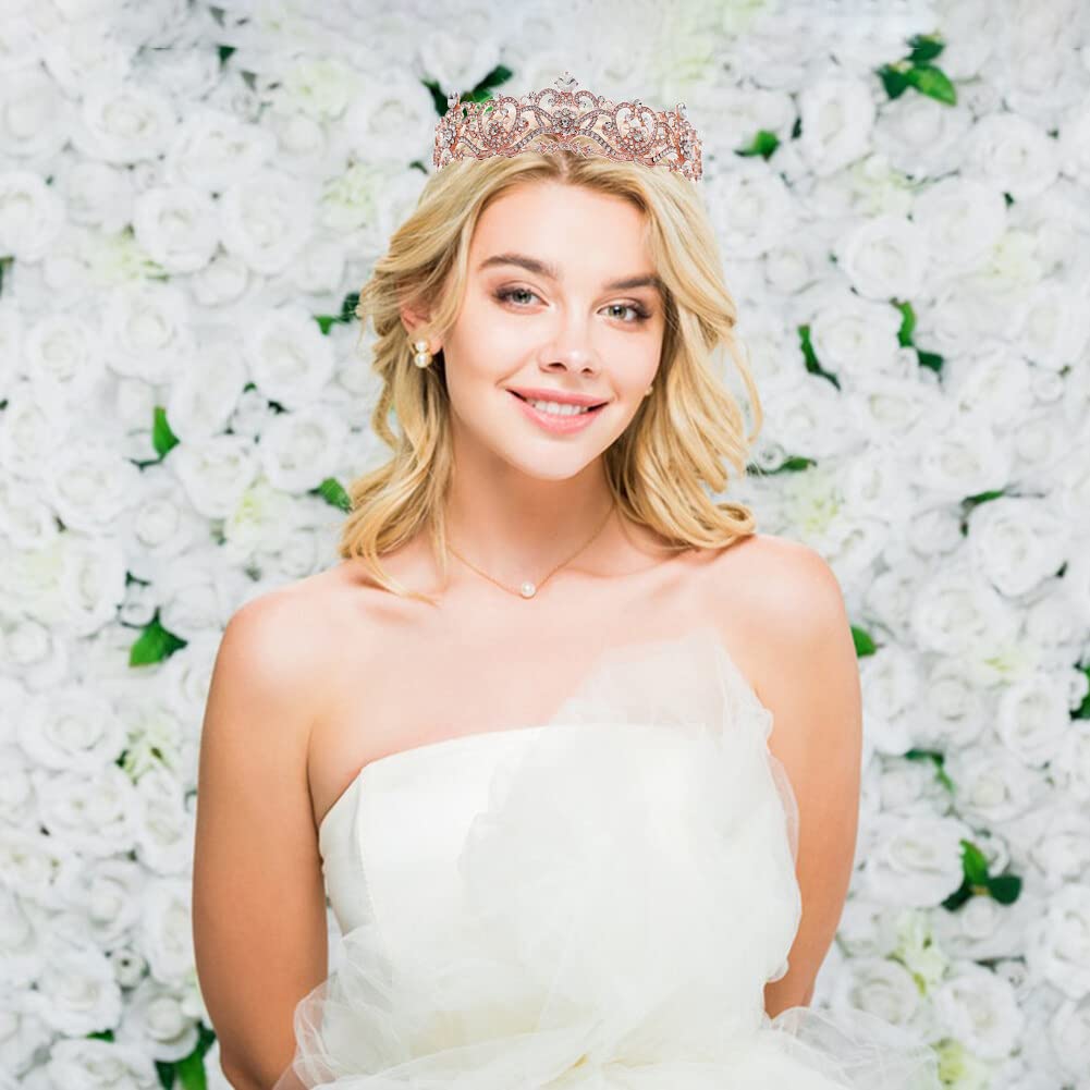 Couronne Princesse Strass Talifoca - Diadème Cristal Or - Pour Mariage, Fête, Anniversaire - Taille Adulte