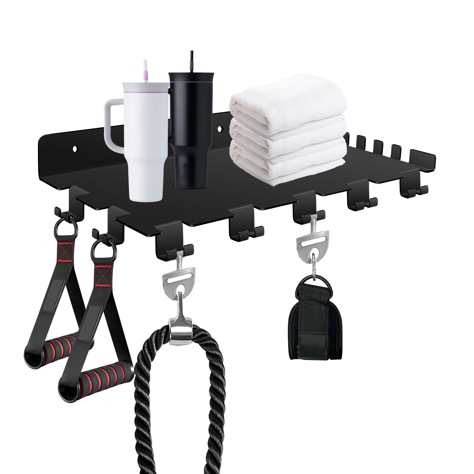 RIMLUFE 16.5 inch Floating Shelf Compatible with Tonal Accessories Organizer Gym Storage Rack Wall Shelves with Hooks, Equipment Storage Wall Decor