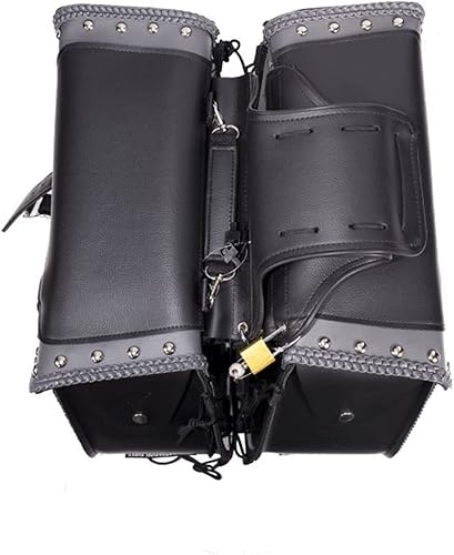 Miniatura 9 de GARGOYLE BELLS Bolsas de sillín de motocicleta con tachuelas de PVC, bolsa de equipaje de motocicleta con fundas para pistola para softails,