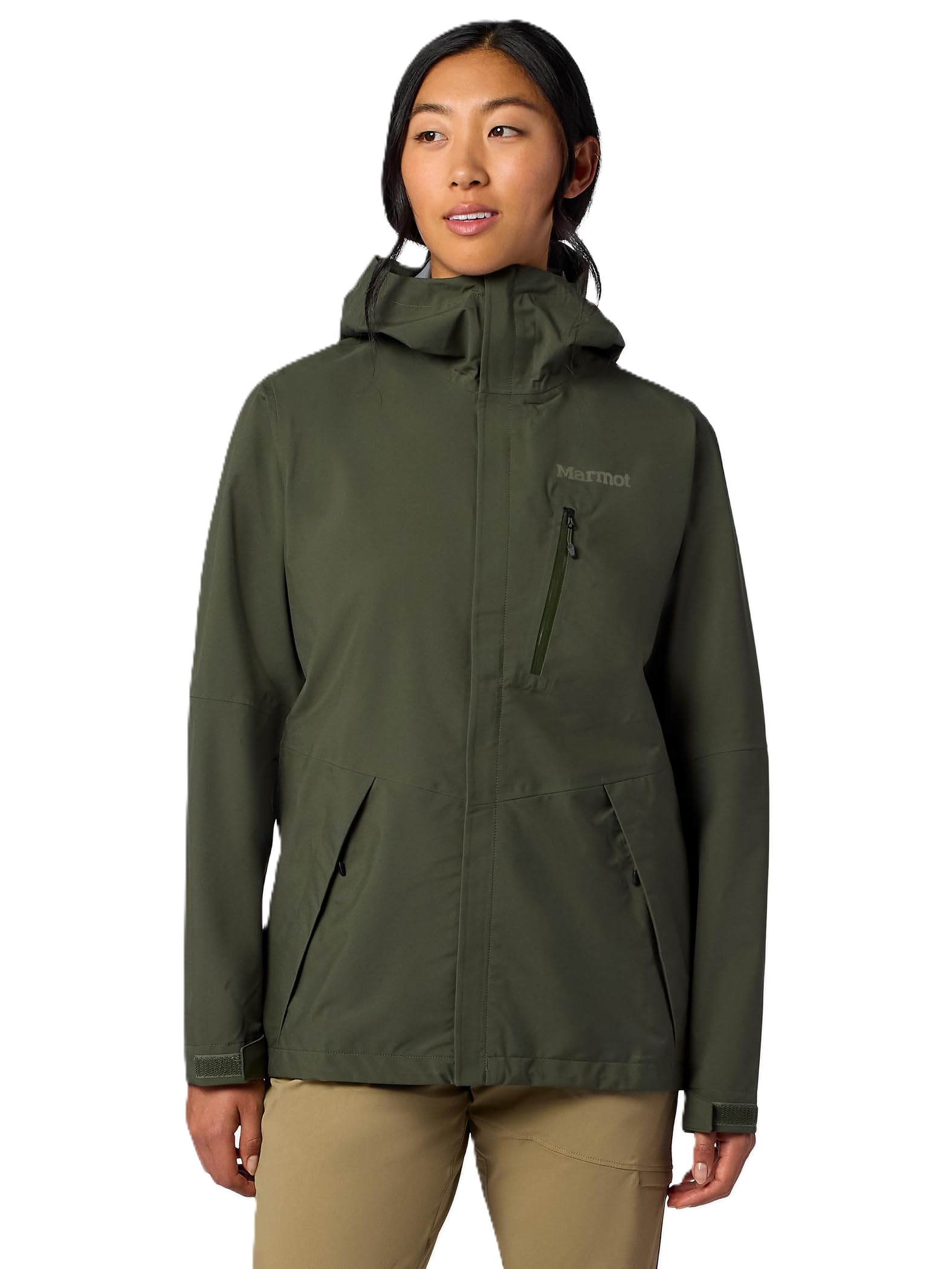 Marmot Women's PreCip Evo Pro Jacket, Waterproof Jacket, Lightweight Hooded Rain Jacket, Windproof Raincoat, Breathable Windbreaker, Ideal for Hiking and Cycling, Nori, XL