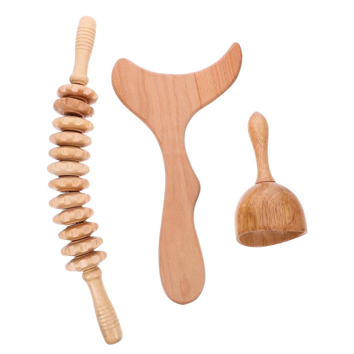 Ipetboom Holzmassage Schultermassagegerät mit Massagerolle Multifunktionaler Körperroller für Akupunkturmassage Leichtes Design Geeignet für Nacken und Beine im Home Supply