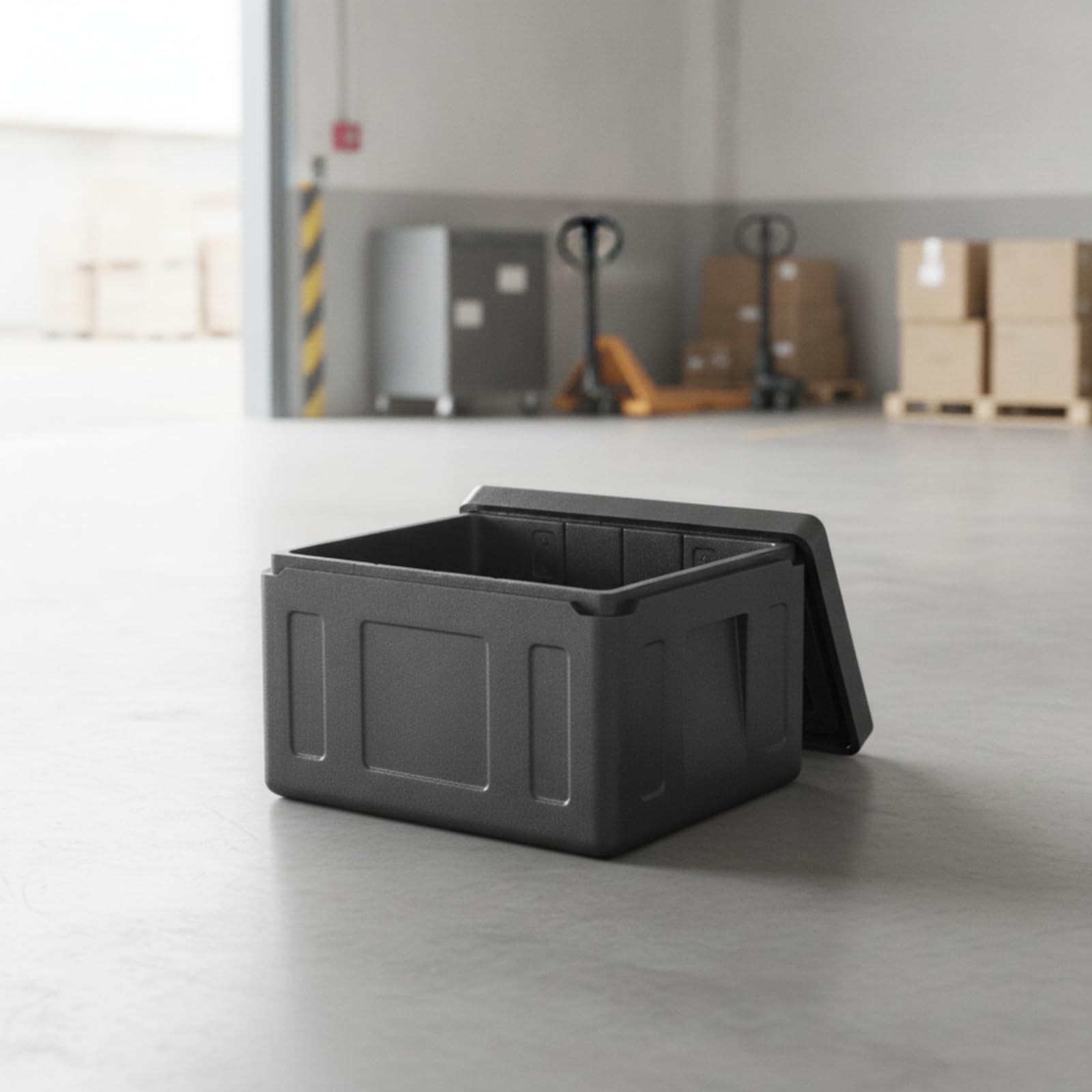 Contenitore Termico con Coperchio Capacità 62 Litri, termica per Ristorazione, Leggero, Consegna a casa, Nero, Coperchio+Cerniera