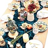 Socomi Peacock Velvet Table Runner 29 x 120 Inches 10ft Thick Cotton Wedding Runner for Party Event...