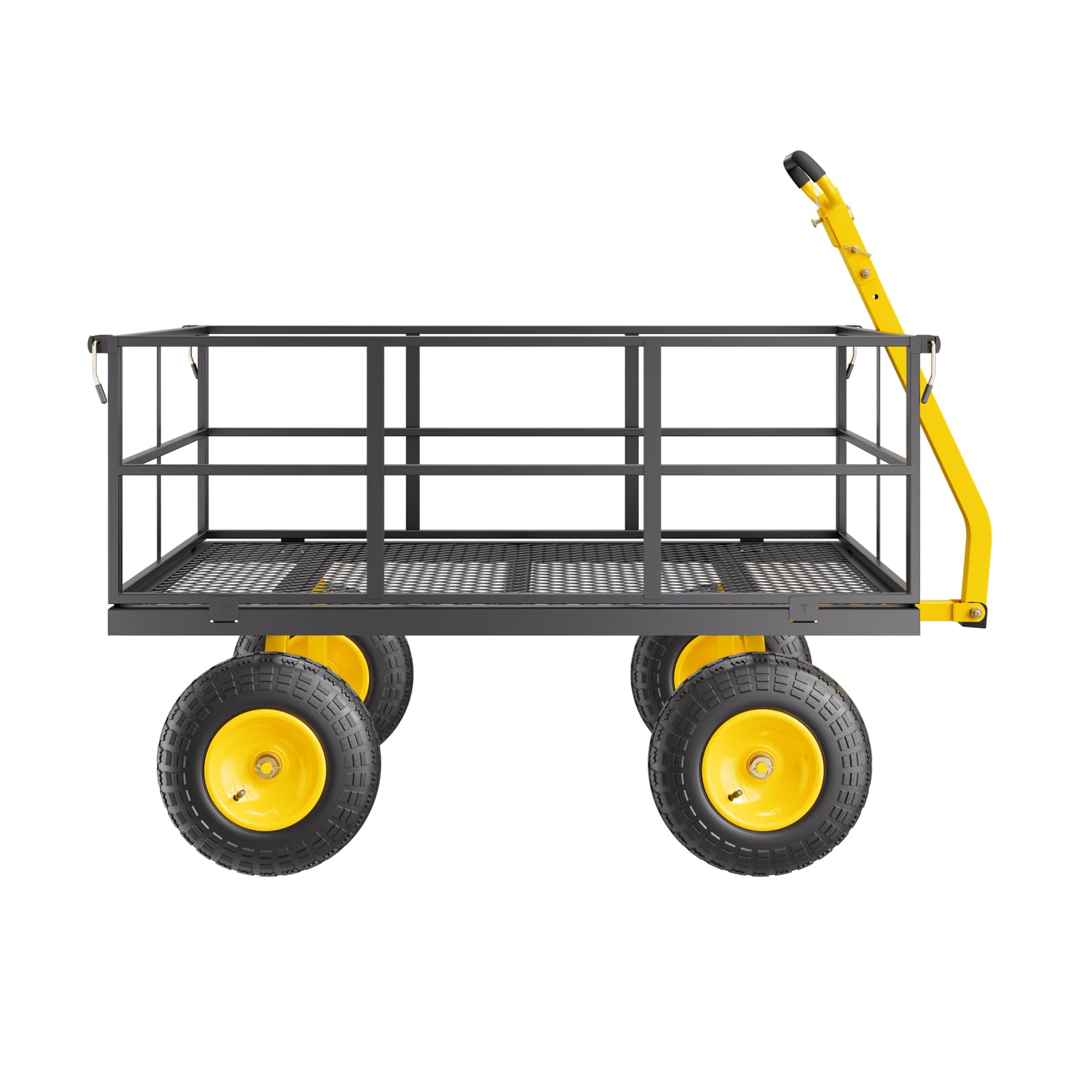 VEVOR Carrello da Giardino in Acciaio 635,03 kg Carrello da Giardino Trainabile per Impieghi Gravosi, Rimorchio da Giardino in Metallo per Esterni con Pneumatici da 330,2 mm Lati Rimovibili in Rete