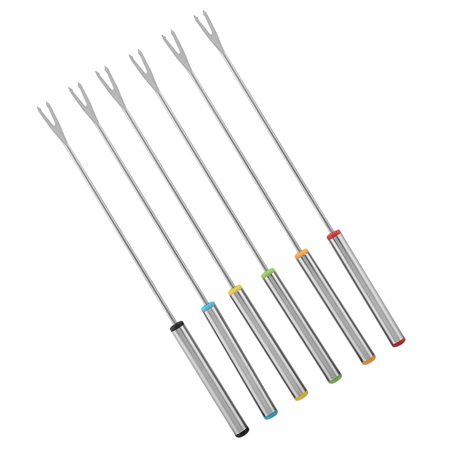 6pcs Fondue Forks, Stainless Steel Chocolate Cheese Dessert Pot Forks Kitchen Tool Tableware, Long Forks Suitable for Household Commercial Use for Melted Cheese Chocolate