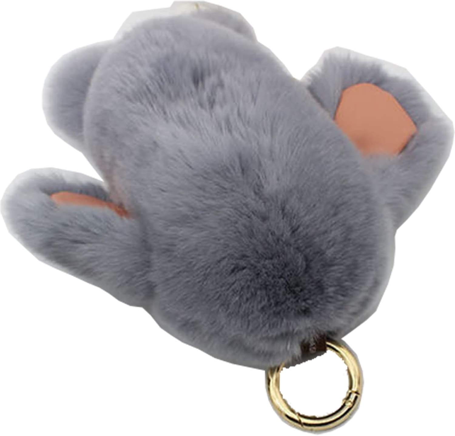 HXINFU Soft Cute Rabbit Fur Pom Pom Keychain Fluffy Real Rex Bunny Keychain Decoration - Image 4