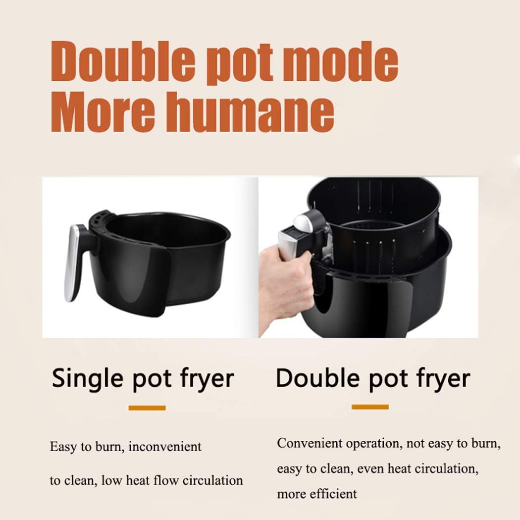 LCD Touch Control Air Fryer Smoke-Free Electric Fryer Smart Oven with 7 Cooking Presets for Healthy Oil Free Or Low Fat Cooking 1500W 5.5 Litre Black